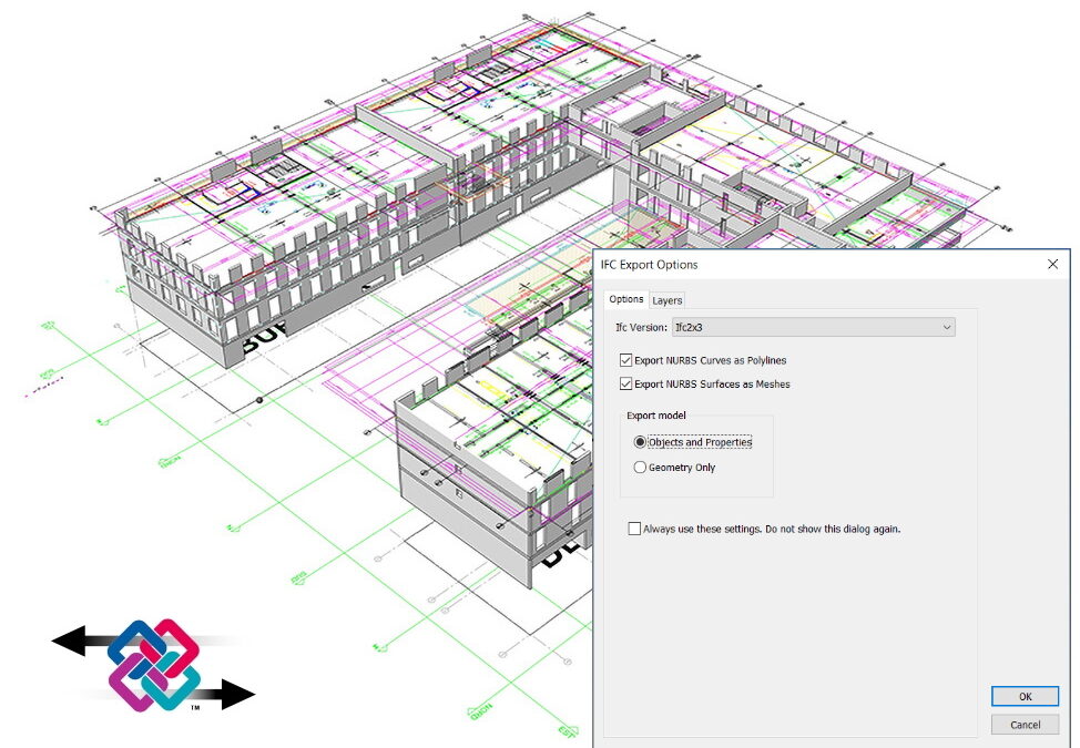 IFC import and export options dialogs