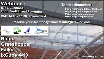 «ETFE Cushion Form-Finding & Patterning» free webinar by IxRay – Nov 4, 2021