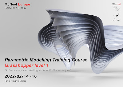 Grasshopper level 1 online course, Feb 14–16 (McNeel Europe)