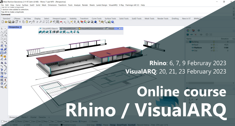 Rhino and VisualARQ online course in February 2023