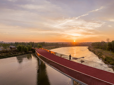 The Flowing Bridge, Entrance outdoor theatre footbridge, Taiyuan, China, by STERLING PRESSER Architects+Engineers